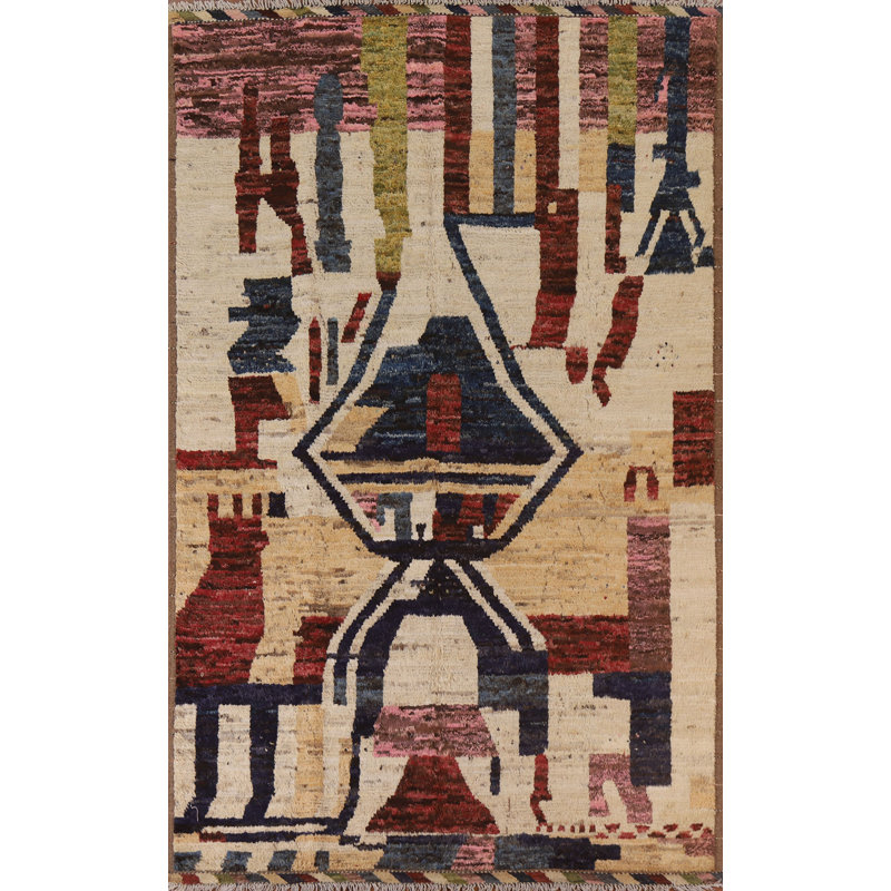 Tapis oriental abstrait marocain fait à la main 7 x 10