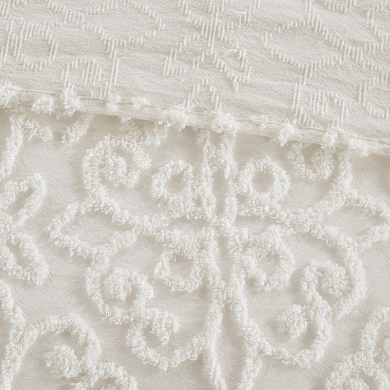 Ensemble de couvre-lit 3 pièces en chenille de coton touffeté qui ne s'applique pas