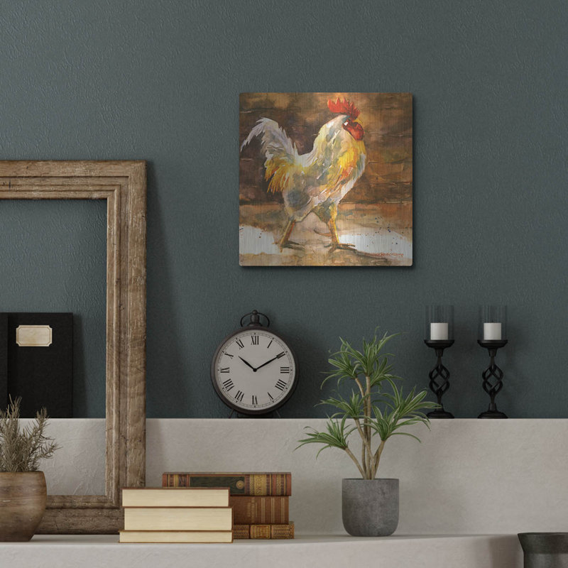 «Rooster Barn» par Annelein Beukenkamp, art mural en métal, H 12 po x l 12 po