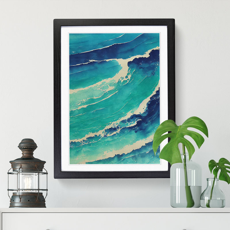 Watercolour Ocean Vol.7 - Single Picture Frame Print, 46cm H x 34cm W x 2cm D, Black