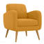 Chaise d'appoint en lin jaune avec pieds en bois massif naturel