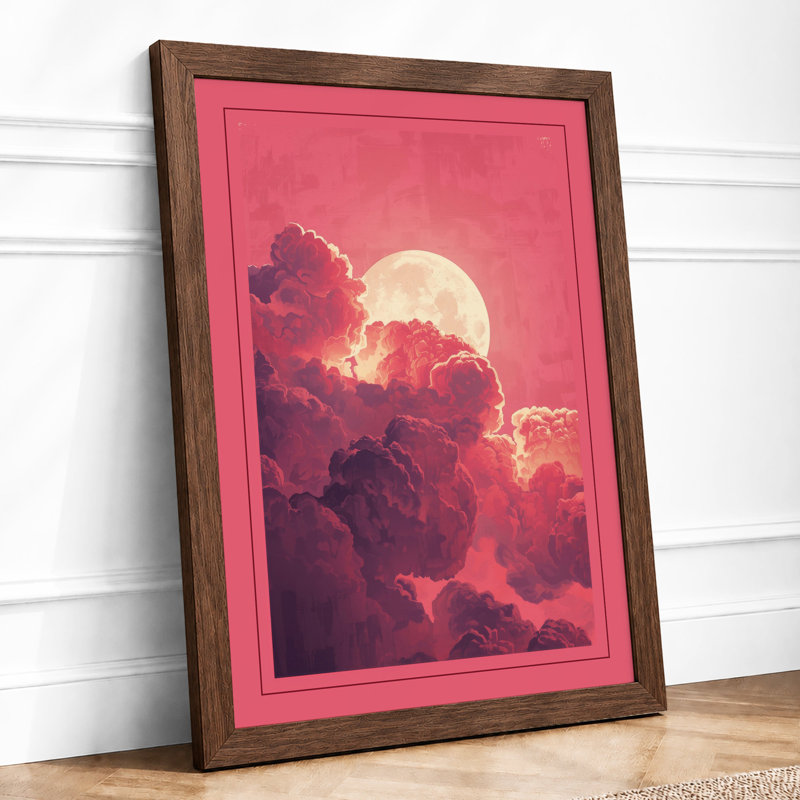Moonlit Storm Romantic - Framed Print, A4 - 29.7 x 21.0 cm, Walnut