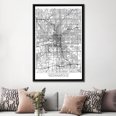 « indianapolis minimal urban blueprint map », impression sur toile