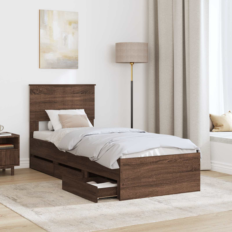 Bed, Brown Oak, Small Single (2'6)