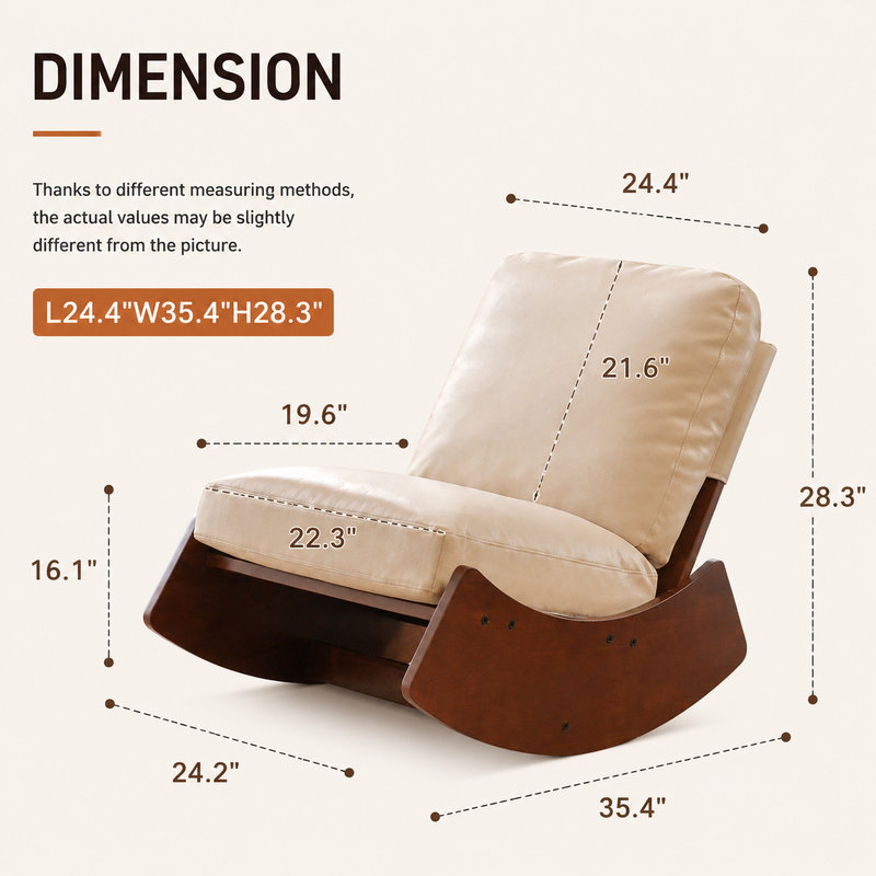 Faux Leather Rocking Chair, Cream