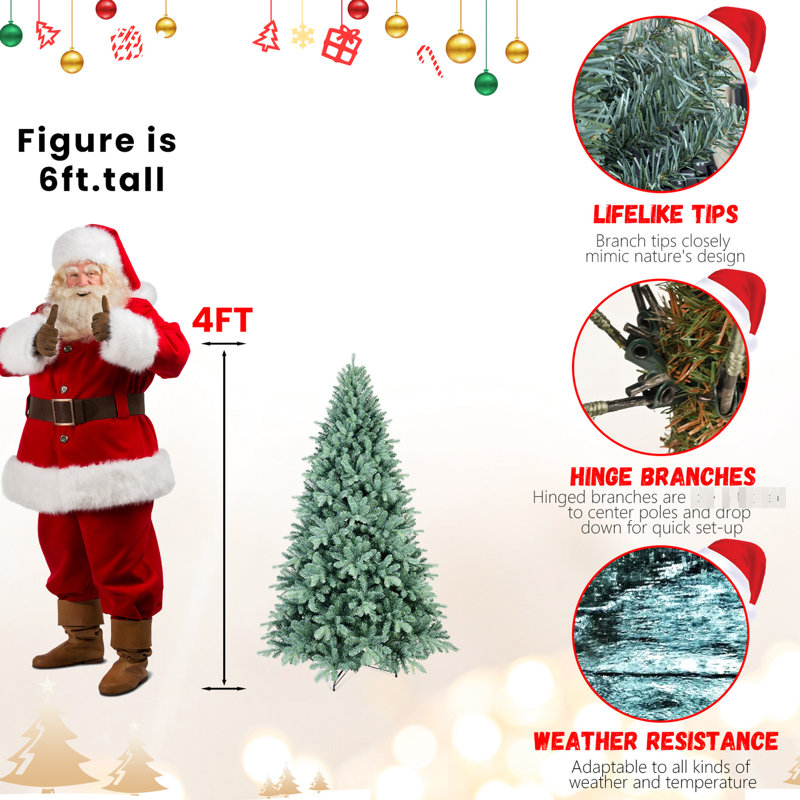 Arbre de Noël teinté bleu de 6 pi, 1390 pointes, apparence réaliste, conception à charnières, support en métal stable pour les fêtes teintées / look naturel et réaliste, vacances faciles à installer
