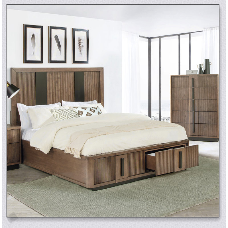Commode à 5 tiroirs Moraga Ash Brown, solution de rangement spacieuse et élégante pour les chambres à coucher modernes et les espaces de vie
