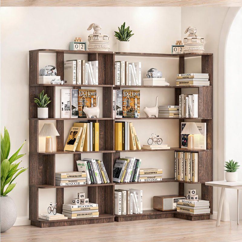Ensemble de tablettes modulaires combinables, ensemble de 2 panneaux en panneau de fibres à densité moyenne de couleur brune à combiner pour un rangement personnalisé