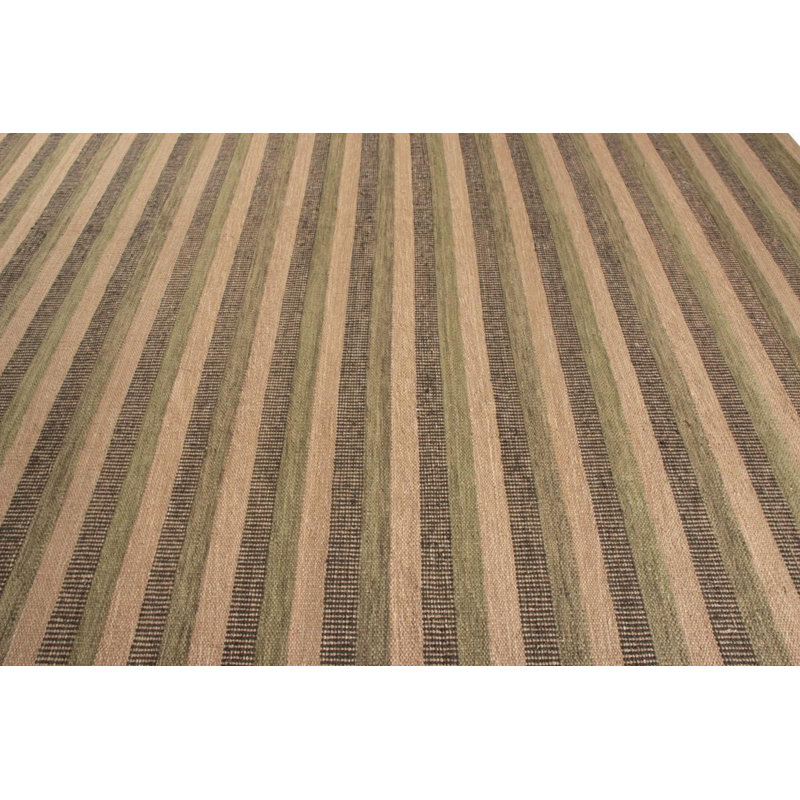 Scandinavian Hand Knotted Wool Geometric Area Rug, Rectangle 9' x 12'