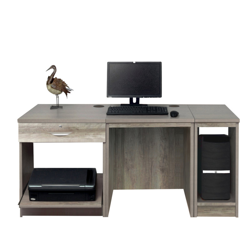 Walshaw Solid Wood Base Computer Desk, Grey Nebraska