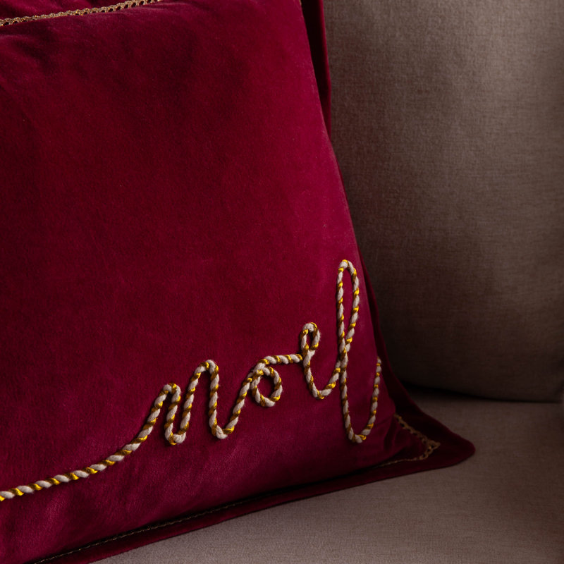 Winter Noel Cotton Applique Velvet Feather Rich Cushion