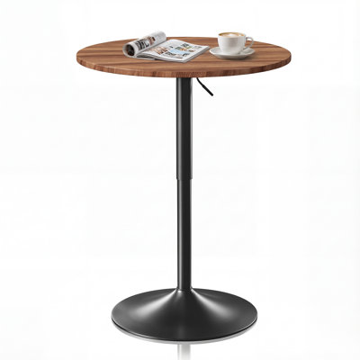 Valencia Holton Adjustable Height Round Bar Table Bistro Pub Table With Sturdy Metal Base And MDF Top For Dining Room, Kitchen, Or Patio