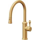 Davoli Pull-Down Kitchen Faucet with Button Sprayer - Low Arc Spout