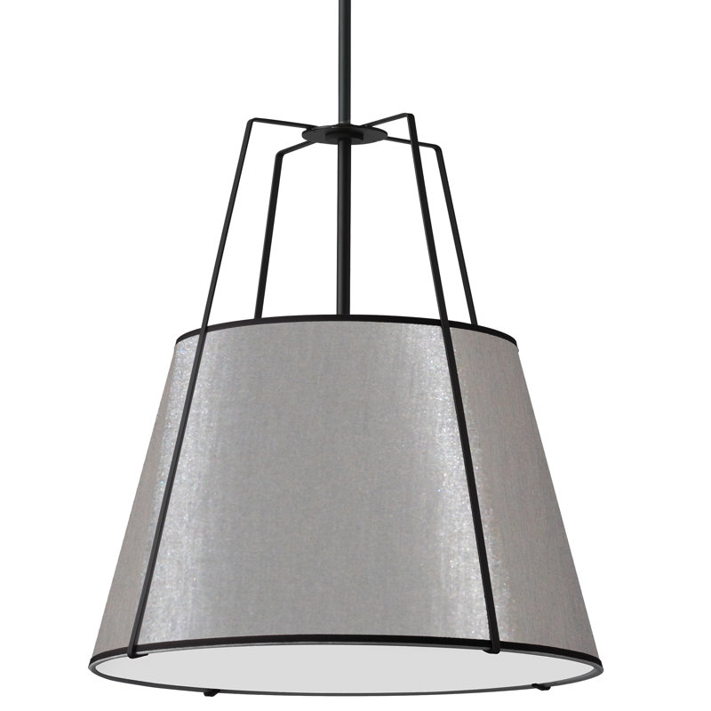 Luminaire suspendu 4 lumières trapézoïdale, Noir, Blanc