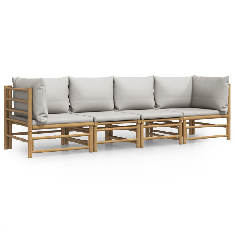 Patio Sectional Set with Cushions, Light Gray