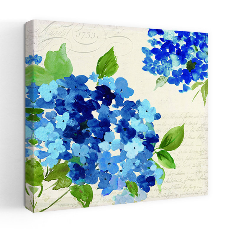 Hampton, hortensia I, art abstrait contemporain de la nature, H 18 po x l 18 po