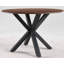 Table de salle à manger de 42,1 po de style Mid-Century noir et bois pour 4 à 6 personnes avec plateau rond en MDF (table basse incluse, sans chaises)-183267741-183267736