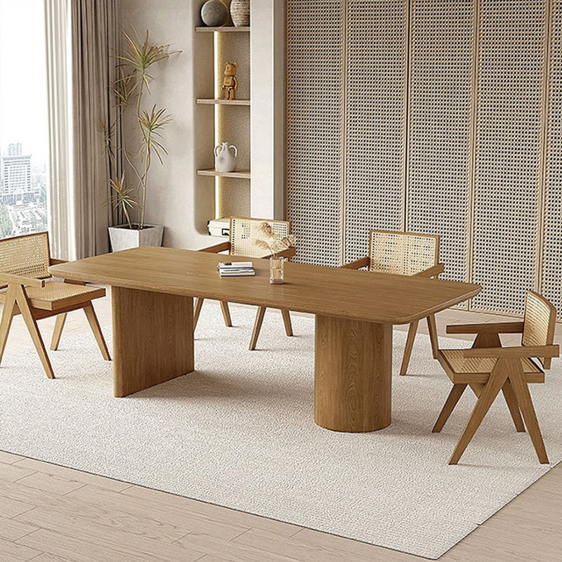 Modern Burlywood Rectangular Solid Wood Dining Table, 98.43