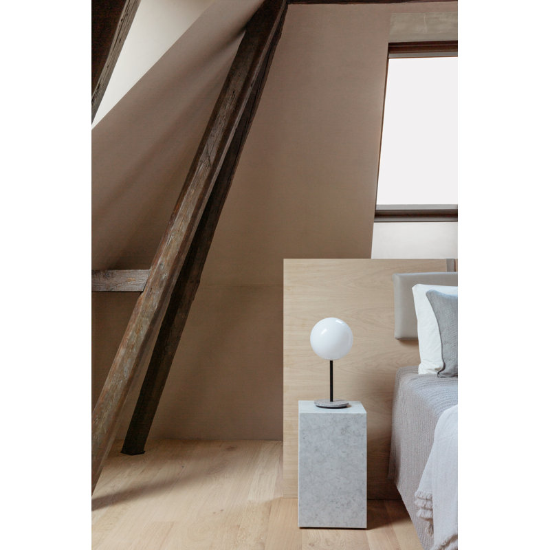 Plinth Marble End Table, White Carrara, 20.1" H x 11.8" W x 11.8" D