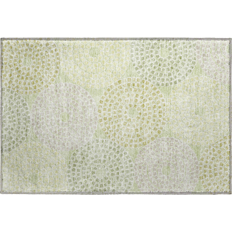 Premium Machine Washable Prisco Mint Rug, Rectangle 1'8" x 2'6"