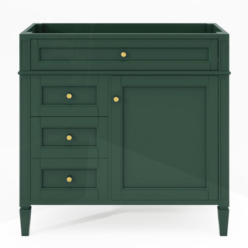 Bathroom Vanity without Top Sink Storage Cabinet with 2 Drawers and a Tip-out Drawer, Green