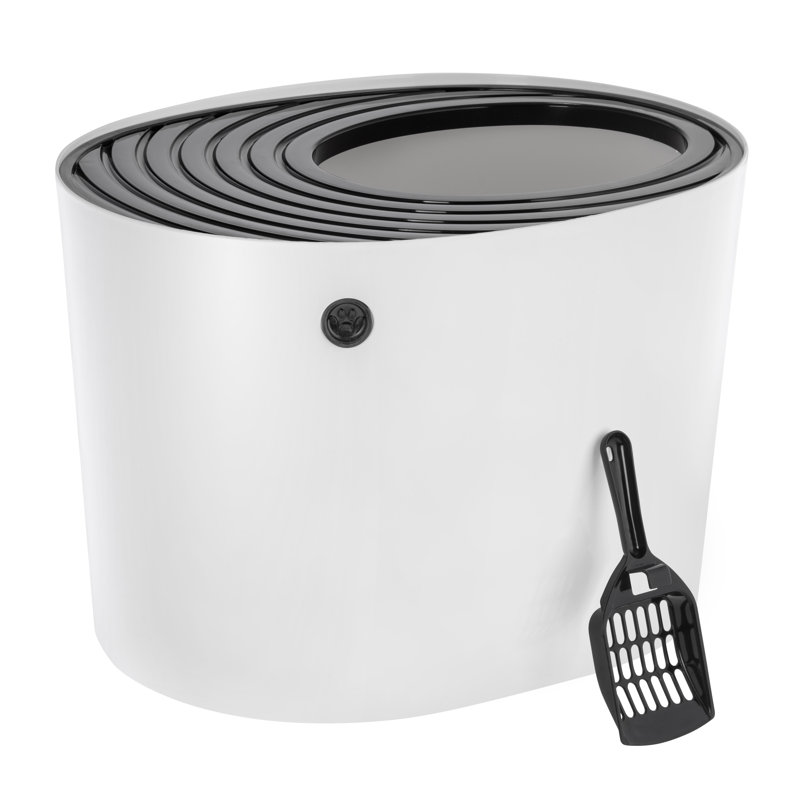 Litière en plastique avec pelle IRIS, Blanc, H 14,56 po x l 20,47 po x P 16,14 po