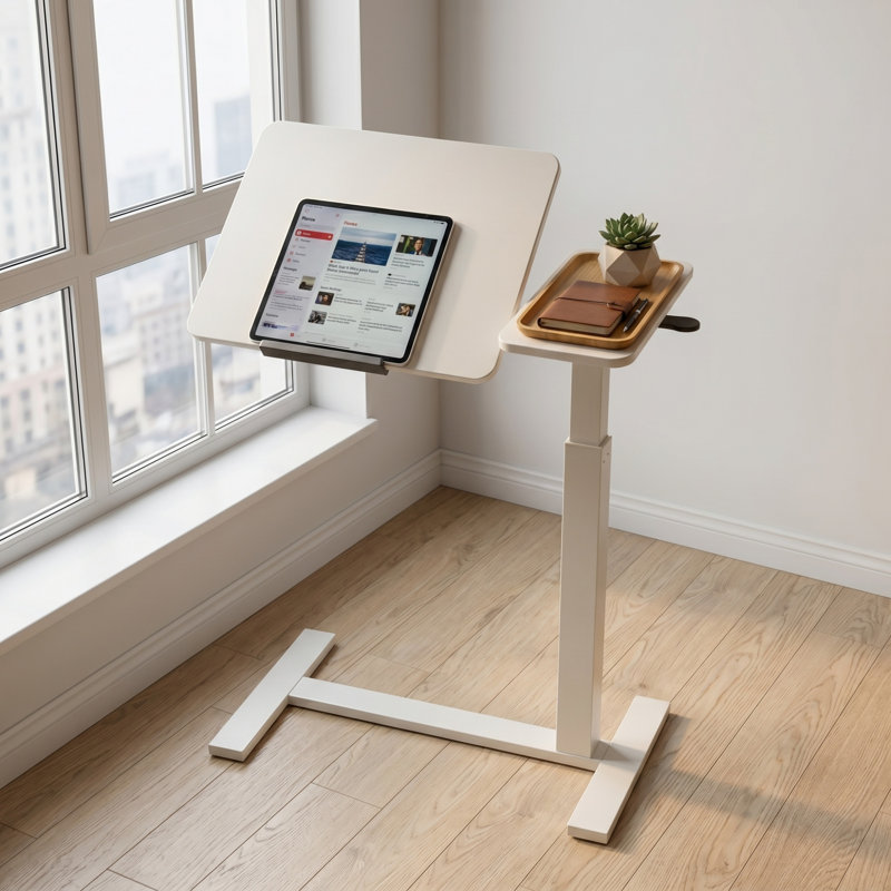 Bureau mobile à hauteur réglable, Blanc