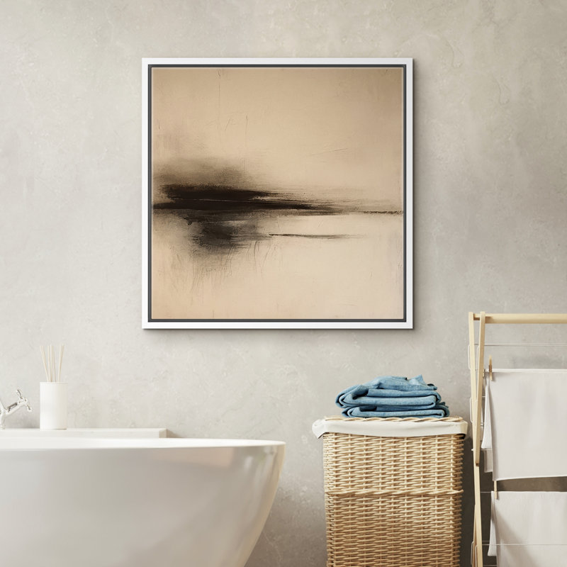Reproduction de paysage abstrait encadrée d'art mural sur toile pour un décor rétro, H 16 po x l 16 po, Blanc