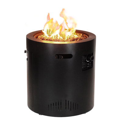 24" Round Steel Propane Fire Pit Table With Hidden Tank Storage