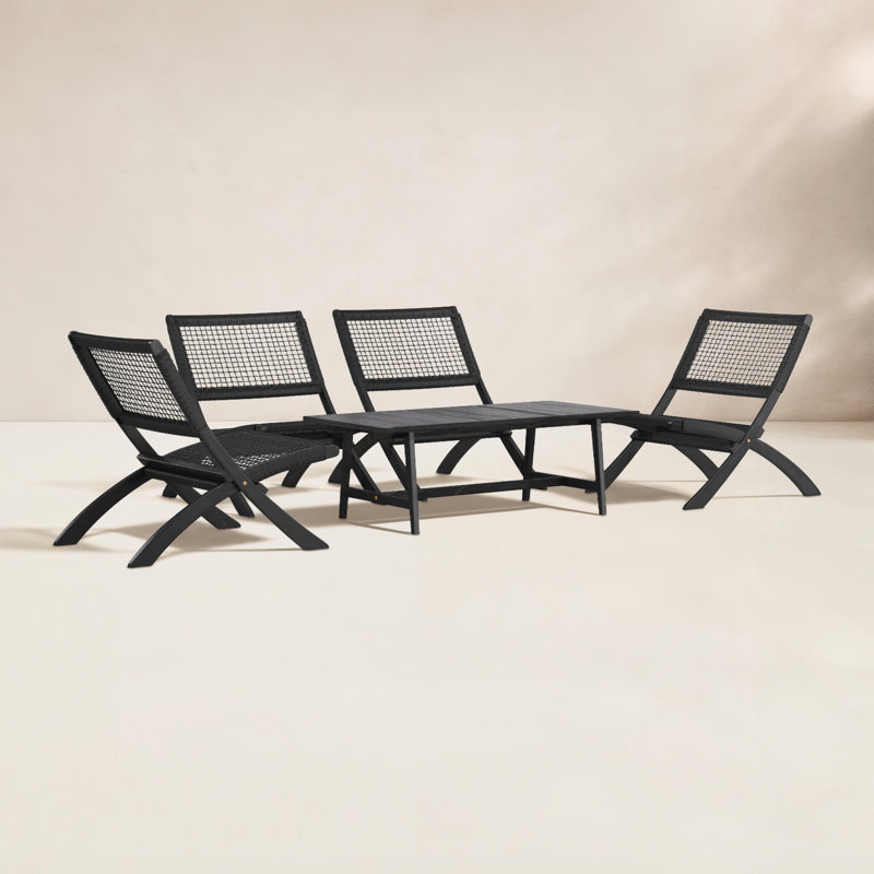 Kismet Acacia 5-Piece Armless Chairs Seating Group, Black