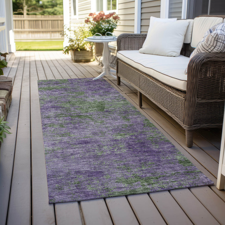 Machine Washable Indoor/Outdoor Christain ACN1361 Purple Rug