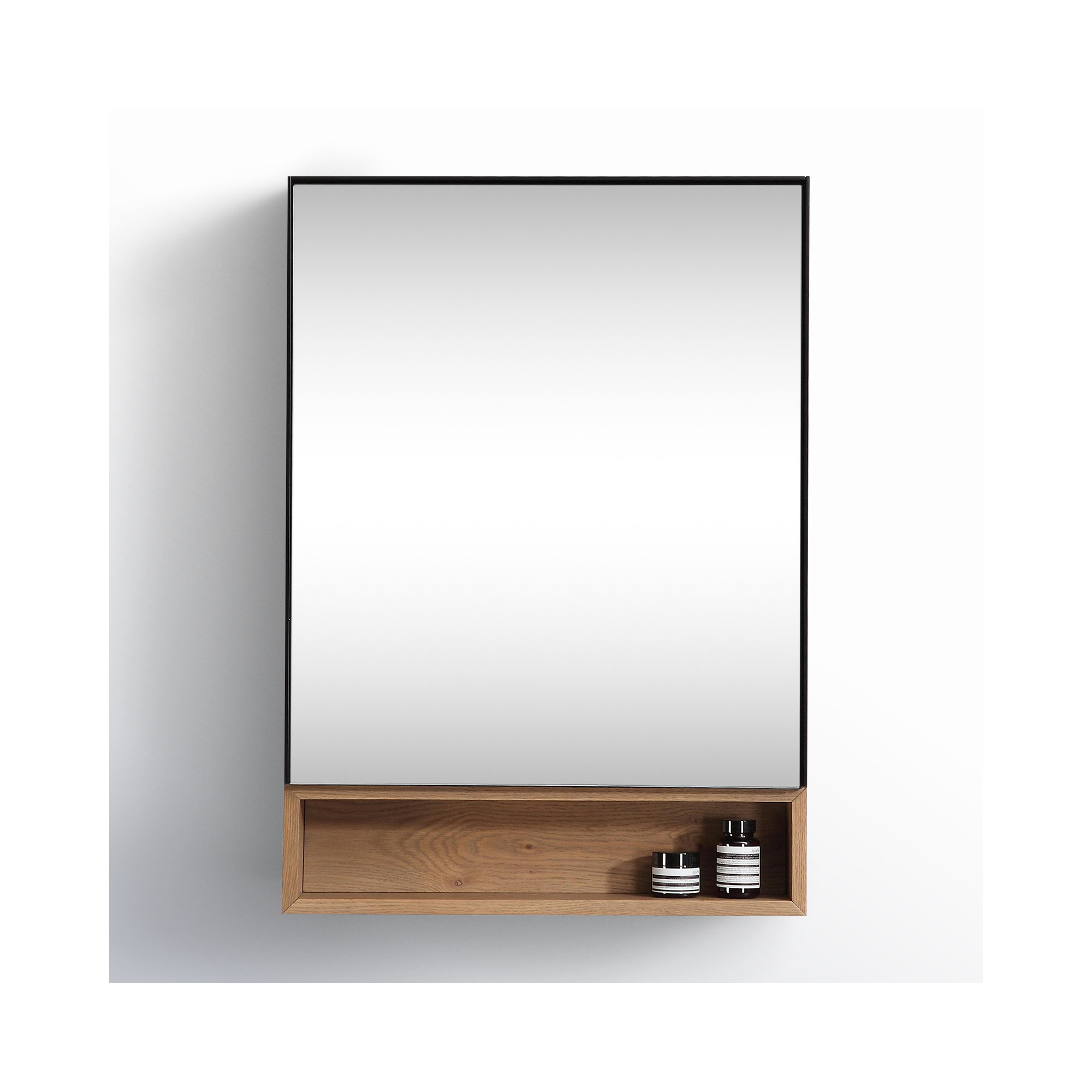 Selin Medicine Cabinet 24-Inch, Matte Black/Pecan Oak