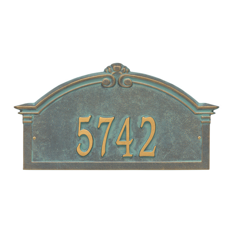 Plaque d'adresse murale sur 1 ligne Roselyn, Bronze, vert-de-gris, Oui
