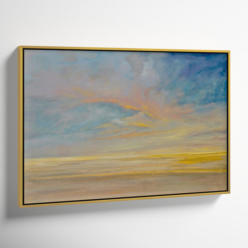 Saffi Dawning Unrest - Floater Frame Painting on Canvas, 25.5" H x 37.5" W, Espresso