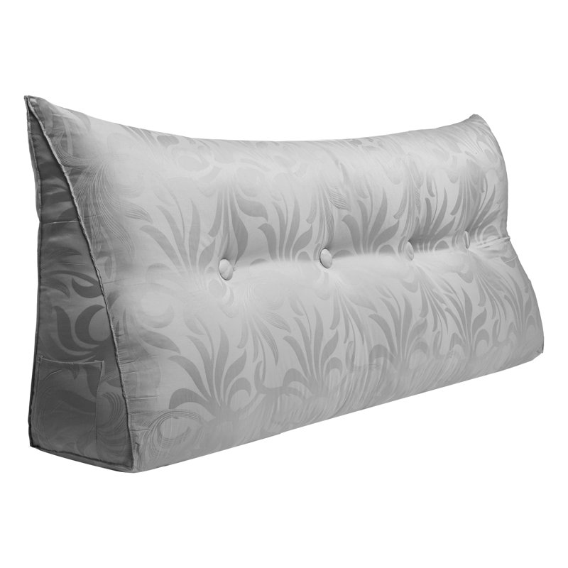 Sit-up Back Comfort Large Triangular Bolster Headboard Reading Wedge Pillow Compression, Full, Silver