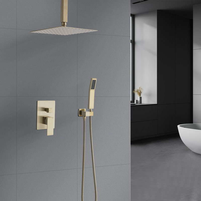 Ensemble de système de douche au plafond 10 po, Or brossé