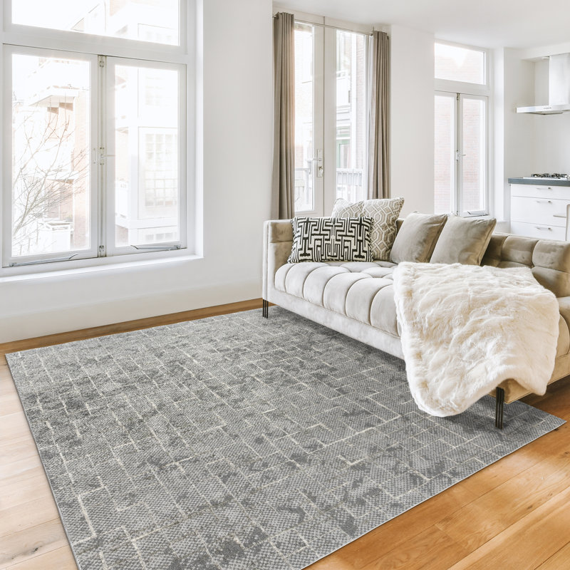 Tapis ivoire en polyester Taya Zalo, Rectangle 8 pi 10 po x 13 pi 1 po