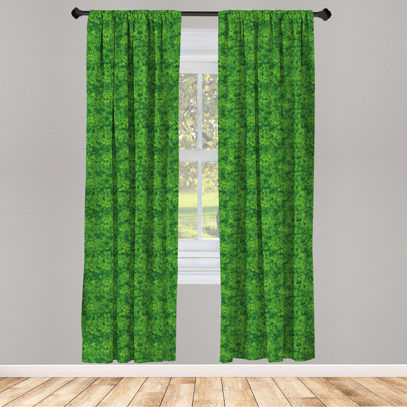 Fern Green Botanical Floral Semi-Sheer Rod Pocket Curtain Panels, 28" x 95"
