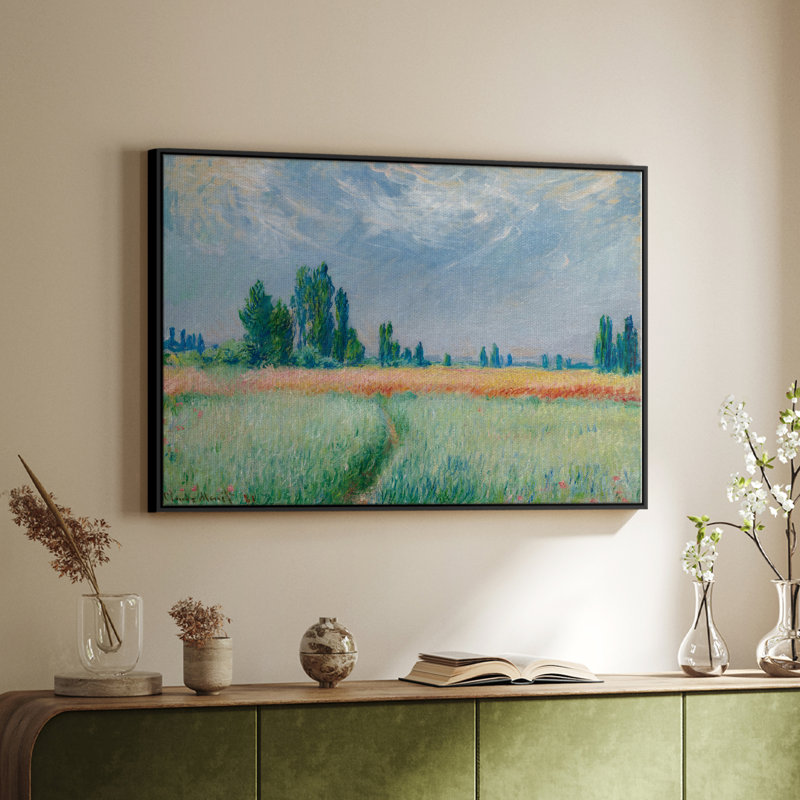 Paysage rétro, H 27 po x l 41 po x P 2 po, Toile avec cadre flottant noir
