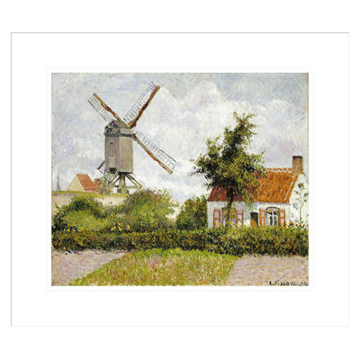 «Windmill at Knock Belgium» par Camille Pissarro, impression giclée sur cadre