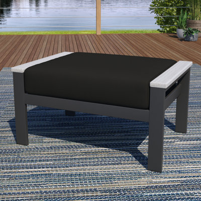 Repose-pieds d'extérieur en teck avec coussin Sunbrella Townsend
