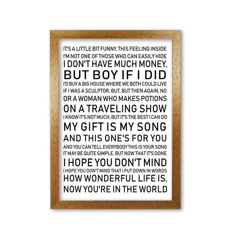 Your Song - Print, Honey Oak Frame, 85 cm H x 60 cm W x 5 cm D