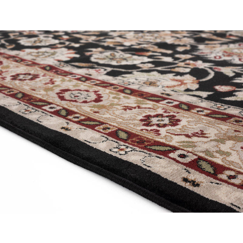 Tapis beige à motif floral Sevanna, Rond 8 pi 1 po