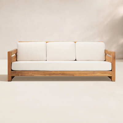 Baela 83.5" Wide Teak Patio Sofa with Cushions