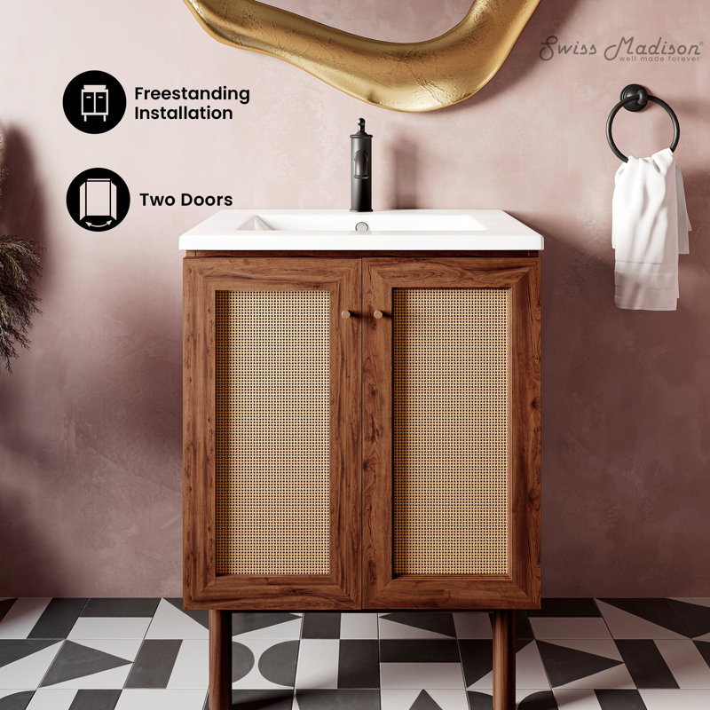 Classe 24" Freestanding Bathroom Vanity with Sink Top, Dark Walnut