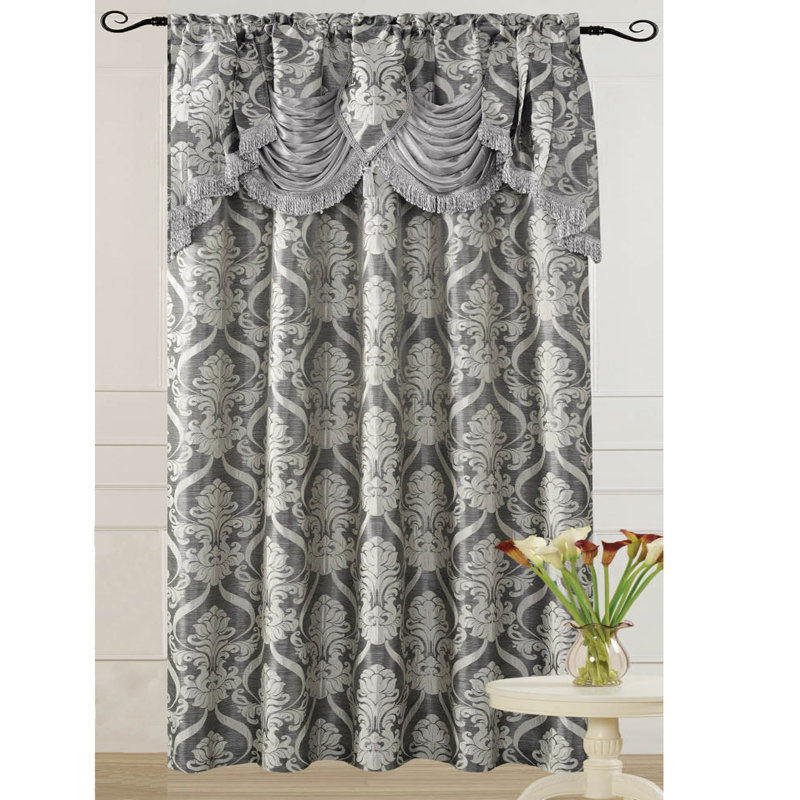 Paire de rideaux obscurcissant avec passe-tringle Luxury Ikat, Gris