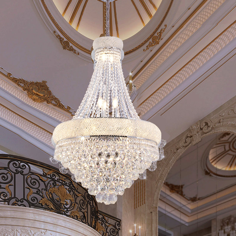 Lustre de luxe en cristal à un seul niveau de 36 po à 14 ampoules à DEL à 14 lumières de style K9 pour salon, couloir et salle à manger