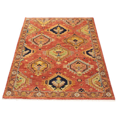 Tapis rouge en laine noué à la main 5 pi 0 po x 8 pi 0 po Jules Serapi