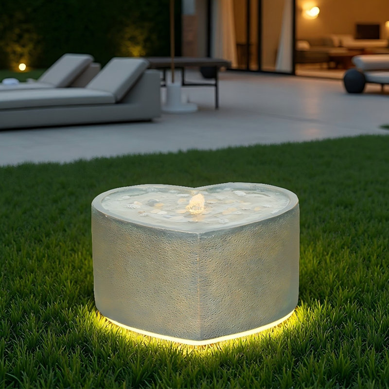 Handcrafted Floor Fountain with Lights, Gold