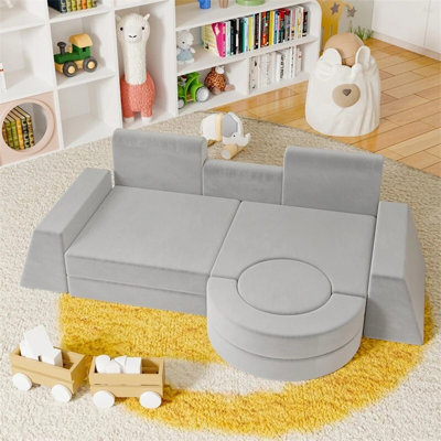 Canapé de jeu modulaire pour enfants de 13 pièces, canapé de plancher en mousse créative pour les tout-petits, coussin de canapé modulaire convertible, mobilier de jeu multifonctionnel, idéal pour les garçons, filles, salle de jeux, chambre à coucher